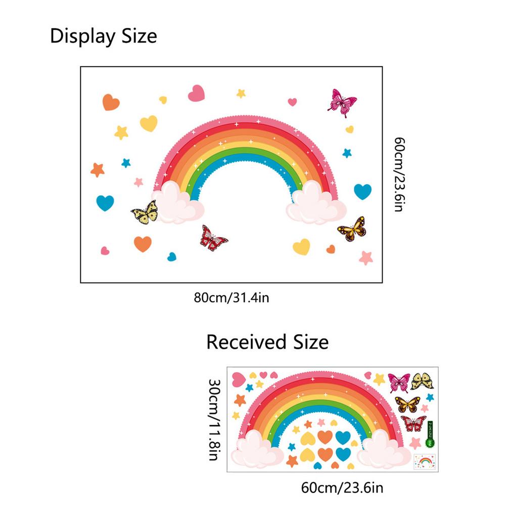 Rainbow Removable Wall Decals Nursery Art Heart Butterfly Stickers Wallpaper Posters Girls Bedroom Easy Use Home Decor