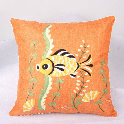 Kits de bordado de flores de pez, fundas de almohada de cáñamo, kits de punto de cruz, artesanías hechas a mano, costura, arte, decoración del hogar: Mi