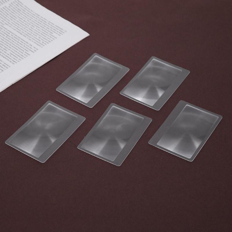 Fresnel lentilles loupe transparente Portable, loupe en plastique 3X en forme de carte de crédit 5 pièces