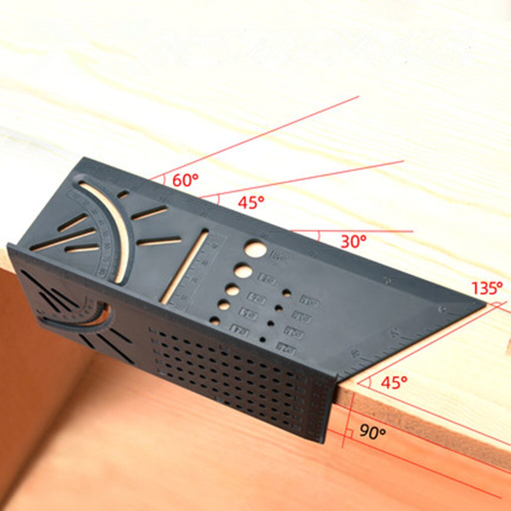 Woodworking 3D 90 Degrees Square Gauge Angle Protractor Over T-Type Ruler Angle