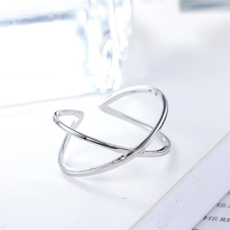 Anillo de Plata de Ley 925 con de Cruz para mujer, sortija de apertura de tamaño variable, , versátil