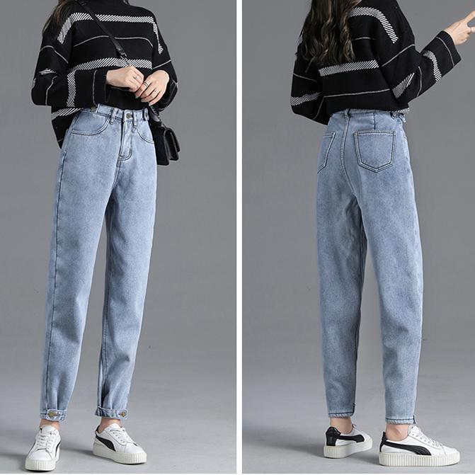 ZHISILAO Harem jean femmes hiver fourrure taille haute jean grande taille copain maman Denim pantalon Streetwear droit jean