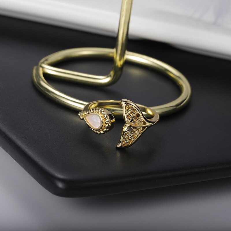 Anelli di coda di sirena di cristallo carino di moda per gioielli da spiaggia da donna anello di colore argento dorato regolabile 2021 nuovo regalo di nozze di tendenza