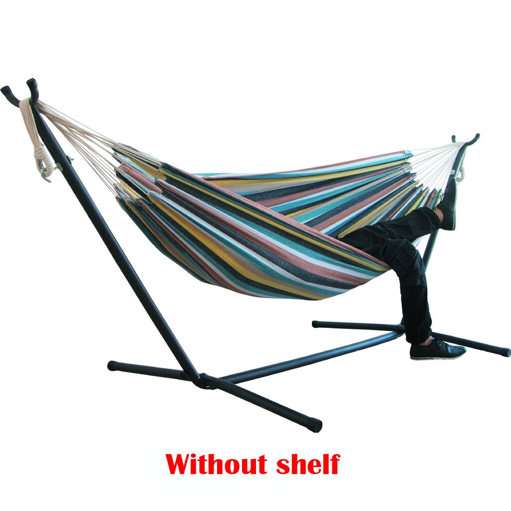 Hamacas dobles individuales para interiores, durabilidad cómoda, tumbona colgante a rayas, lona gruesa, hamaca grande para silla al aire libre: C