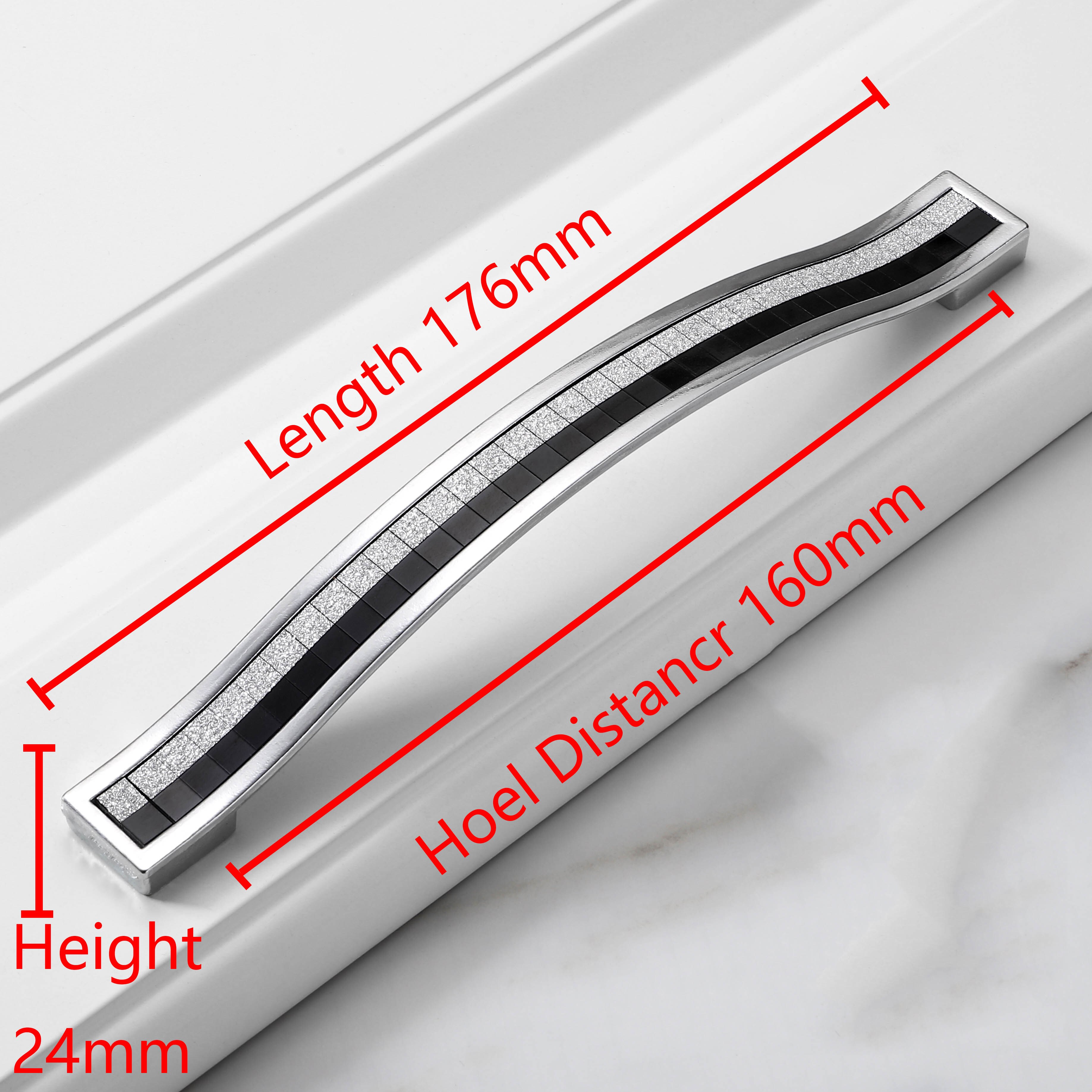 Rhinestone Crystal Drawer Europe Style Aluminum-Alloy Furniture Door Pull Handle for Drawer Cabinet Cupboard Kitchen Hardware: Silver black-160mm