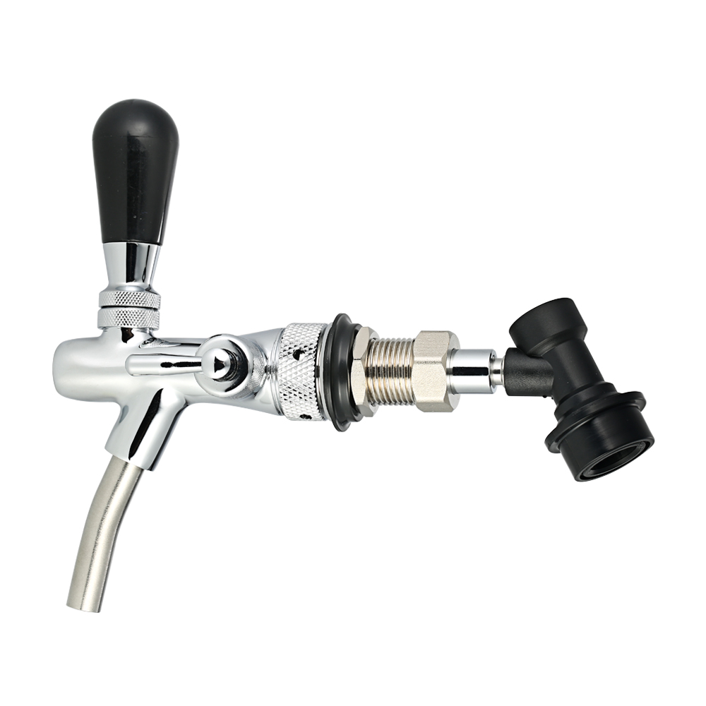 Beer Tap Adjustable Flows Chrome Draft Beer Tap Home G5/8 Shank Long Stem Brew Beer Keg Taps with Ball Lock Disconnect: Default Title