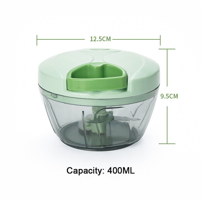 400/900ml kraftfulde madhakker hakkemaskine kødkværn hånd-power mixer blender til at hakke kød frugt grøntsag nødder river skærer: Lysegrøn 400ml