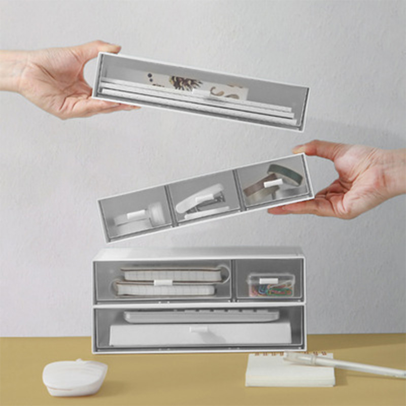 Simple Multi-cell Storage Box Desktop Miscellaneous Stationery Plastic Storage Box Student Dormitory Compartment Storage Cabinet