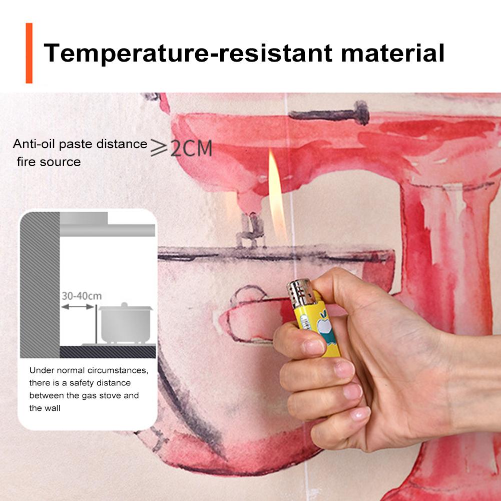 Kitchen Wall Stickers Waterproof Self-adhesive High Temperature Resistant Vinyl Wall Decals for Kitchen Tile Bar Home Decoration