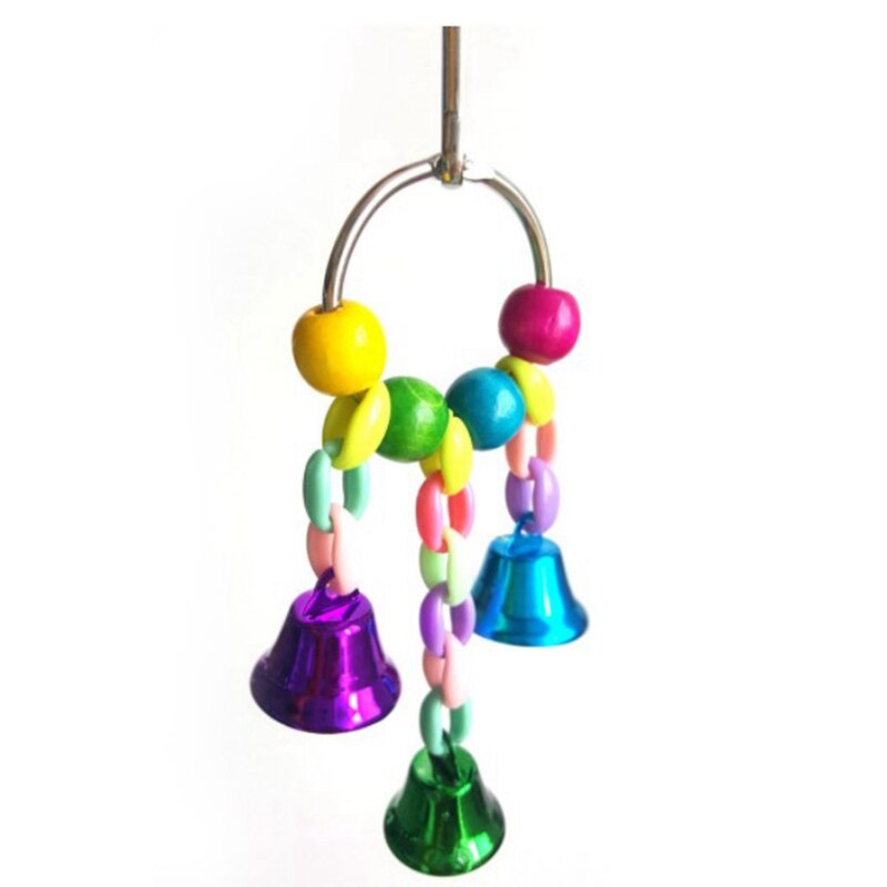 8Pcs Bird Toys Pet Parrot Chew Toys Wooden Swing Bell Hanging Toy Stand Budgie Parakeet Bird Cage Home Decoration CWJWJ90a-1