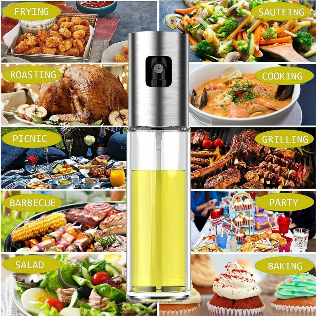 Cooking Oil Seasoning Spray Bottle Barbecue Oil Pot Glass Oil Can Barbecue Spray Bottle Abs+Glass Sprayer