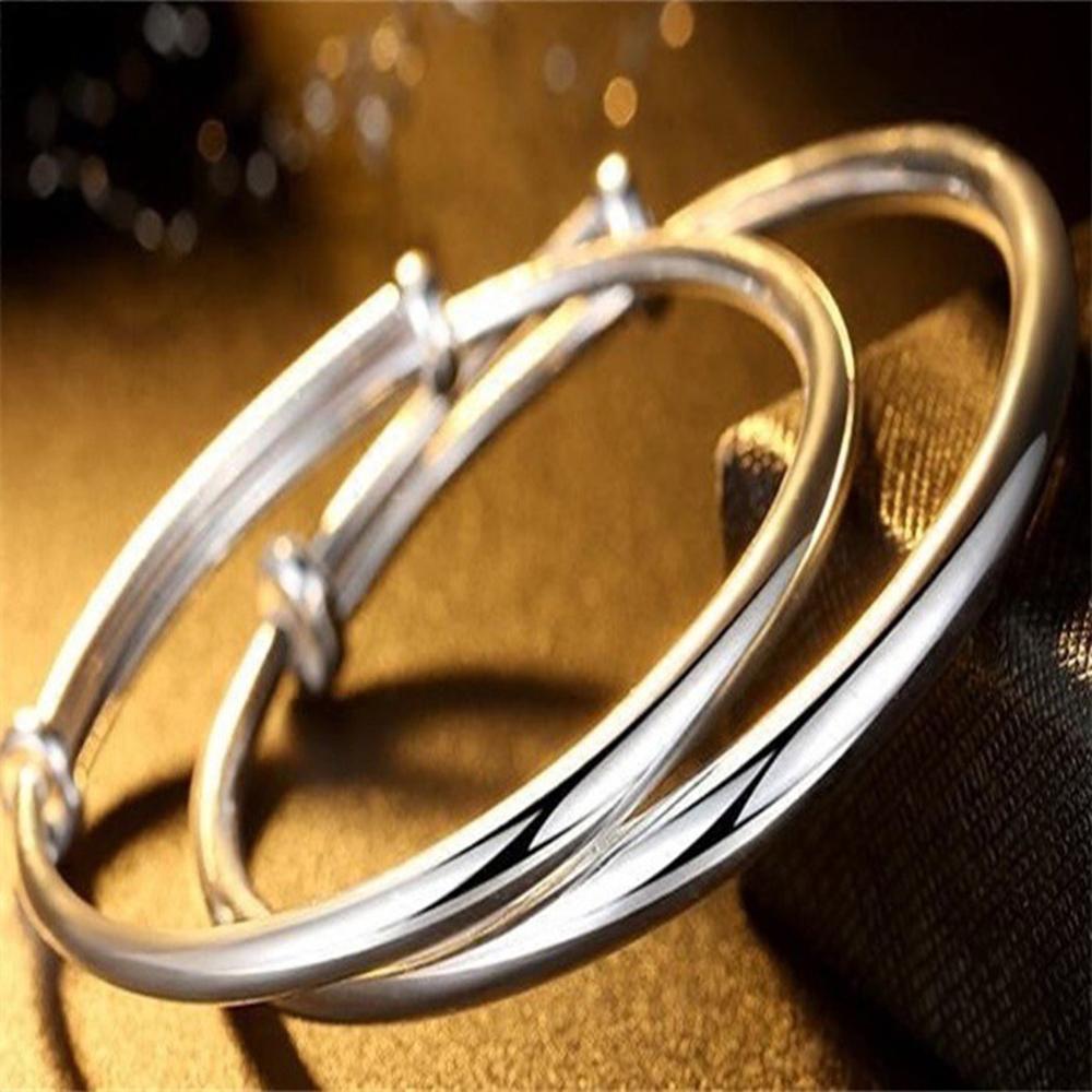 Mode Glad Oppervlak Armband Persoonlijkheid Eenvoudige En Glad Zilver Kleur Armbanden Effen Vrouwen Armband Sieraden