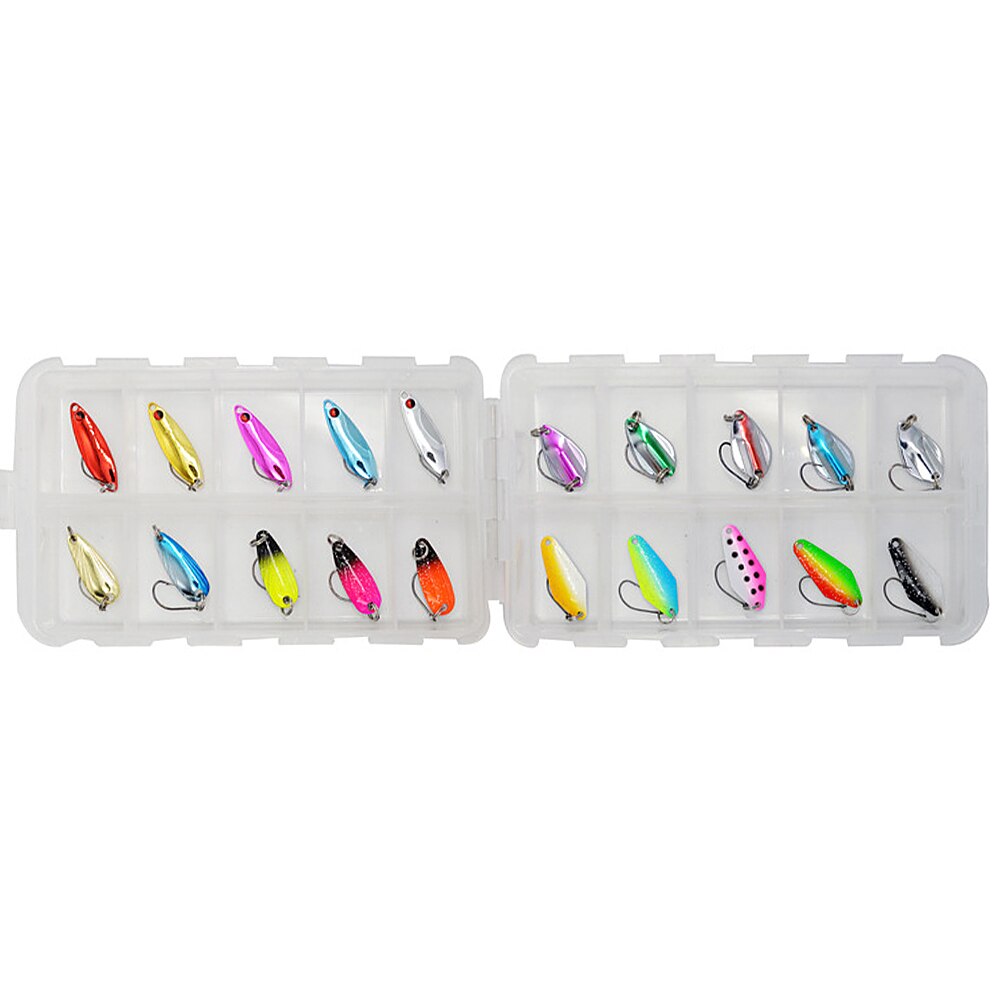 16pcs Fishing Spoons Lures Metal Baits Set for Trout Bass Casting Spinner Fishing Bait with Storage Bag Case Fishing Accessorise: 20pcs set A06