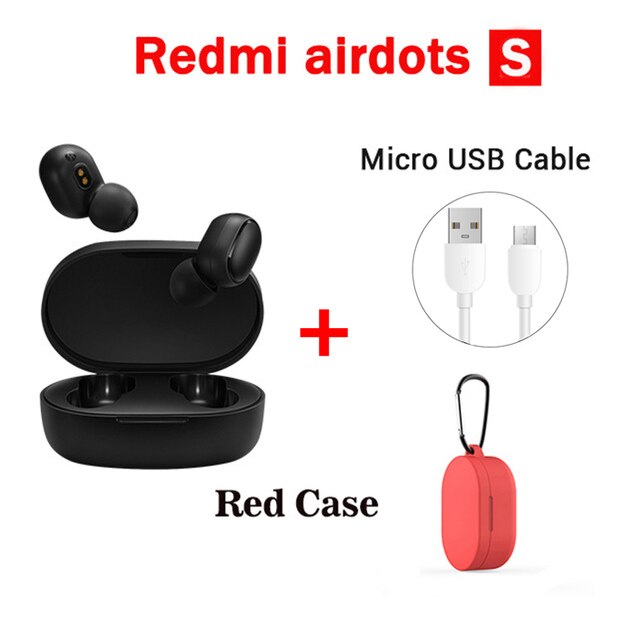 Oryginalny Xiaomi Redmi Airdots 2 TWS słuchawki bezprzewodowe bluetooth 5.0 słuchawki Stereo redukcja szumów Mic sterowanie głosem Air2 SE: AirDotsS Red cable
