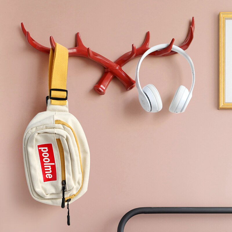 Cuerno de ciervo de resina para colgar en la pared, gancho para llaves, toalla, bolso de mano, soporte para dormitorio, decoración del hogar, colgadores para puerta, gancho para colgar
