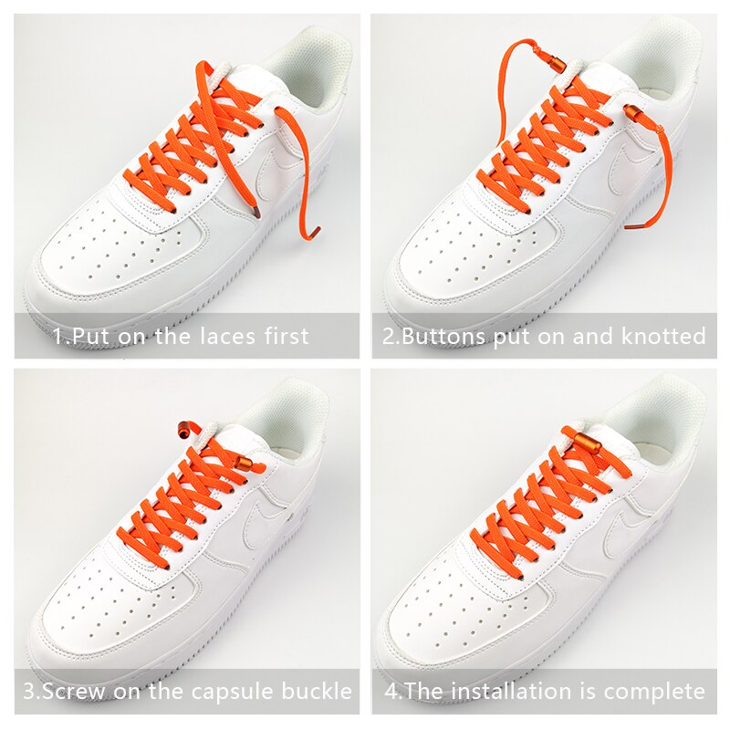 1 par flad elastisk låsende snørebånd uden binde snørebånd børn voksne unisex sneakers sko snørebånd
