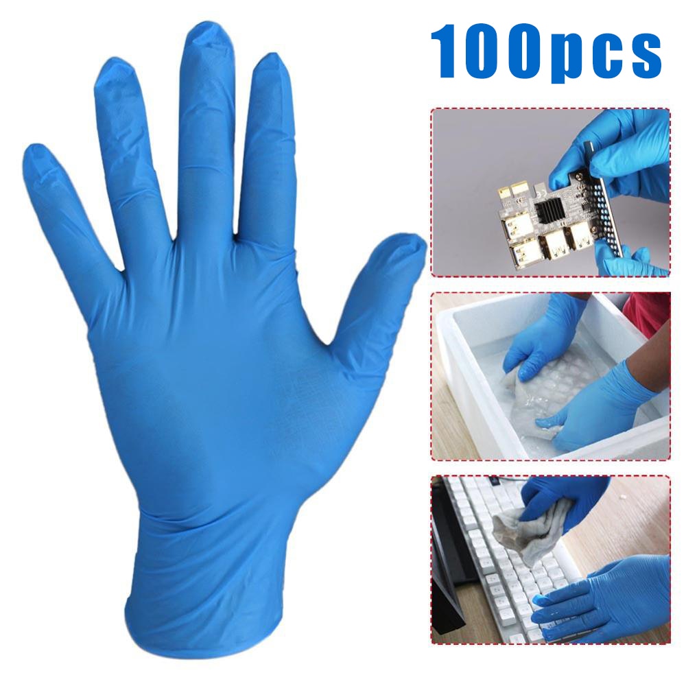 20-100 pcs Comfortable Rubber Disposable Mechanic Laboratory Safety Work Nitrile Gloves Hands Protector Blue Soft Working Gloves