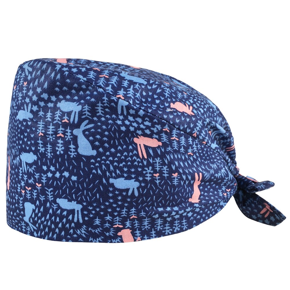 scrubs hat adjustable Men woman Cartoon animal printing caps Multicolor pet store working hats Adjustable Scrub cap: 12130