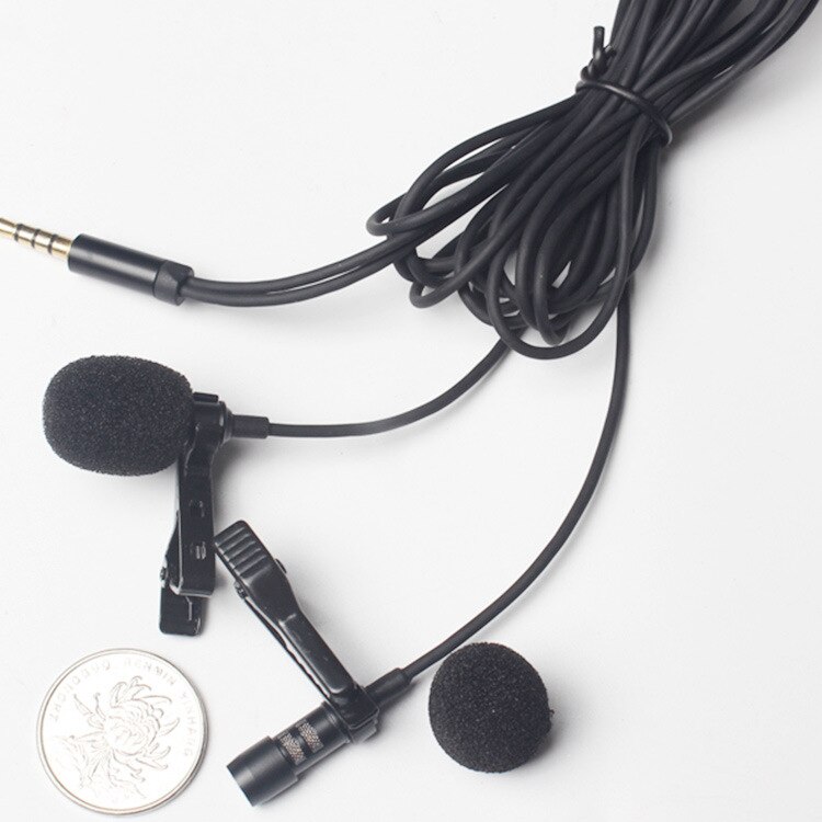 1.5m Long Universal Portable 3.5mm Mini Headset Microphone Double Lapel Lavalier Clip Microphone for Lecture Teaching Studio Mic