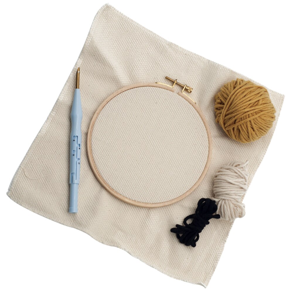 Woolen Yarn Punch Needle Beginner Kit Lion Embroidery Materials Set DIY Crafts (Hoop)