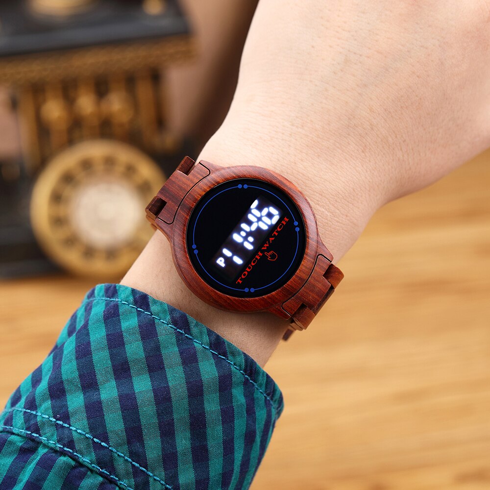 Reloj Digital de madera táctil para hombre, – Grandado
