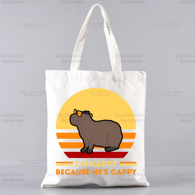 Capybaras Draagtas Unisex Canvas Tassen Gewoon Een Meisje Dat Houdt Van Capybaras Boodschappentassen Bedrukt Casual Schoudertas Opvouwbaar: Donkergrijs