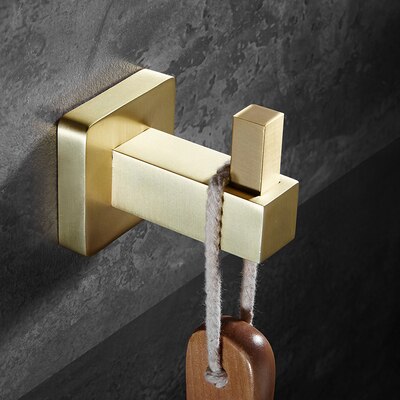 Bathroom Accessories Set Solid Brass Towel Bar/Rack Tissue Rack Toilet Brush Holder Corner Shelves Bath Hardware Brushed gold: Single hook