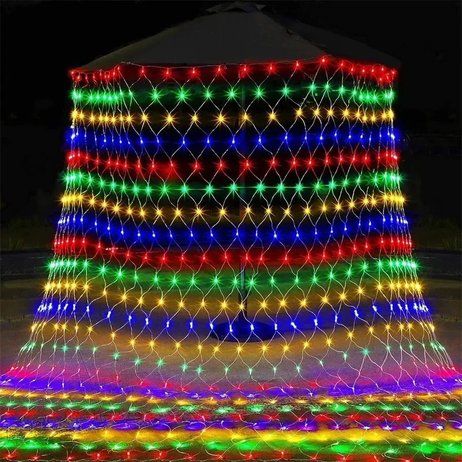 Weihnachten Netz Gittergewebe Schnur Licht draussen LED Garten Party Hochzeit Gebühr Licht Girlande Baum Büsche Zaun Zauberstab Dekor: Blau / 300w / uns-Stecker