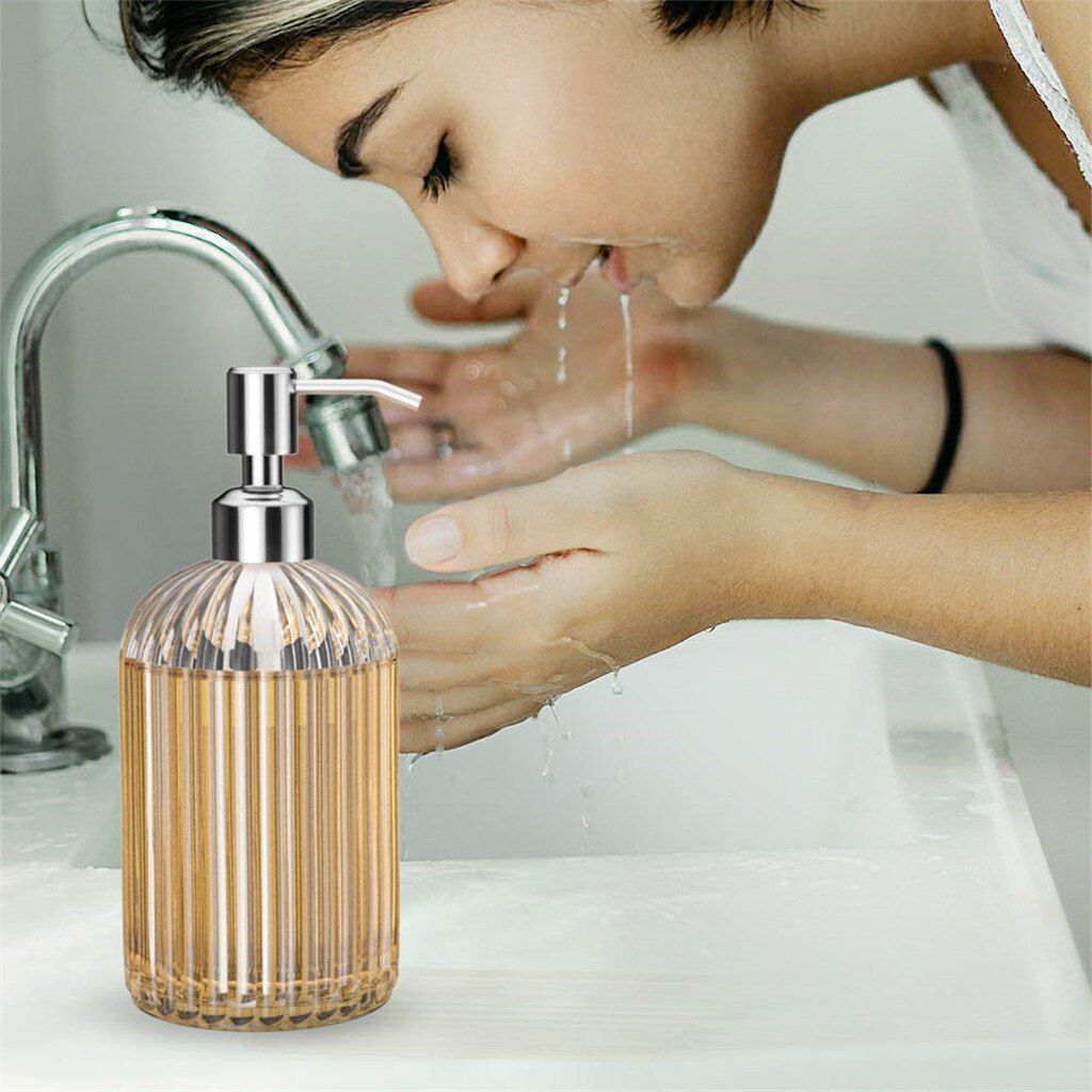 35# Large 18oz Manual Soap Dispenser Clear Glass Hand Sanitizer Bottle