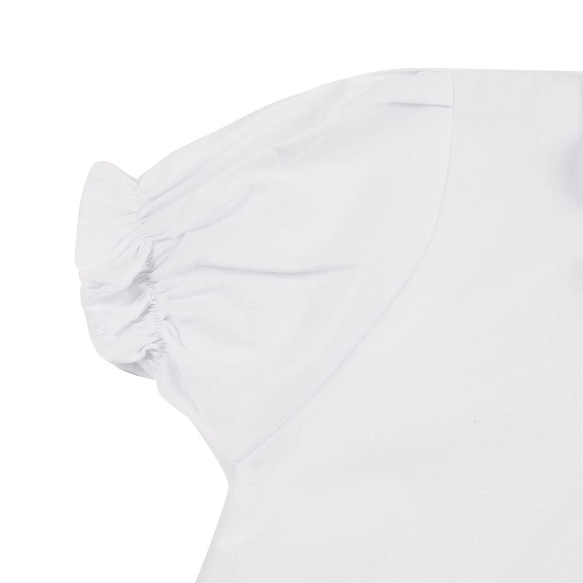 Meisjes Zomer Top Kinderen Korte Puff Mouwen Wit Blouses Franje Kraag Ruches Shirts Voor Tiener School Meisje Blouse