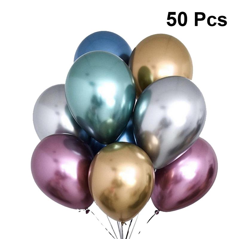 50pcs 10 Inches Latex Thicken Balloons Metallic Color Party Ornaments Supplies (Golden): Colorful