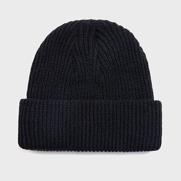 Voksen strikket kalot kvinder mænd afslappet hip hop hat akryl ski hue kasket unisex vinter holde opvarmning ensfarvede hatte: Sort