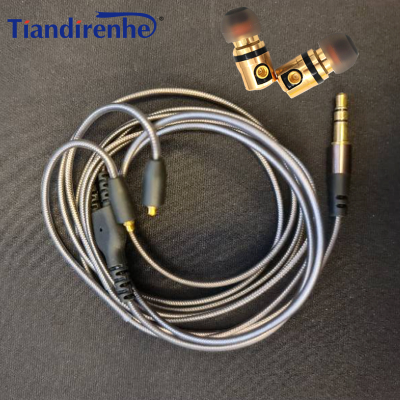 Diy mmcx-schnittstelle für dynamische hifi-in-ear-kopfhörer mit abnehmbarem mmcx-kabel für shure earphone  se215 se535 se846 ue900 headset: Gold mit kabel