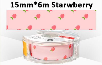15mm*6meters Thermal Label tape Mini cute sticker for Seabird Label Printer use and office home: Starwberry