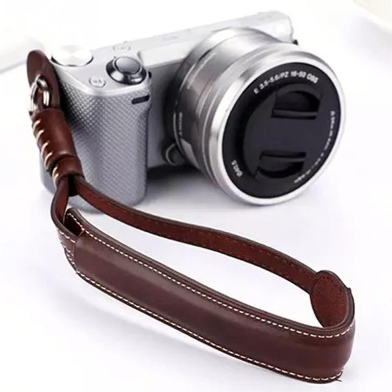 Pu lær kamera håndstropp med hurtigutløser plate kamera stropp for sony slr dslr kameraer tilbehør  #4