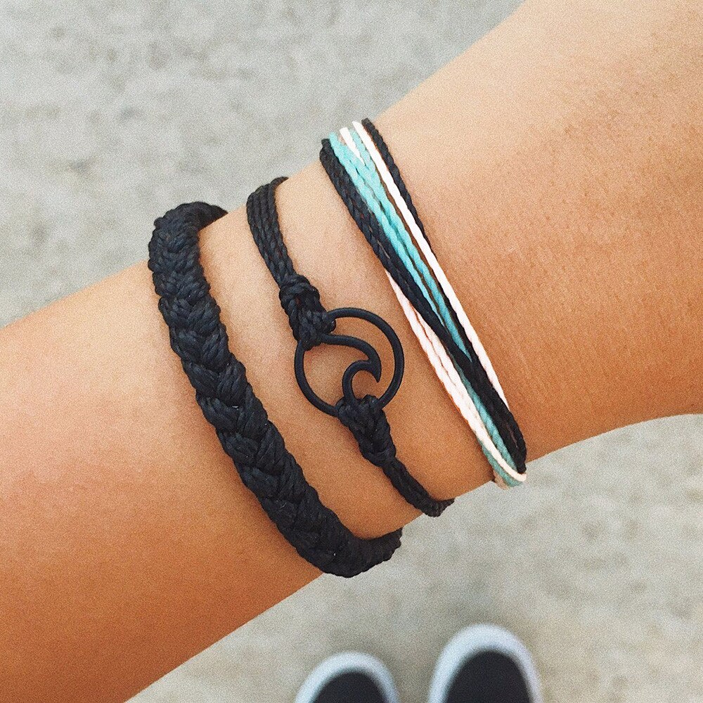Tobilleras de ondas de plata Bohemia para mujer, 3 uds., joyería para el tobillo: Default Title