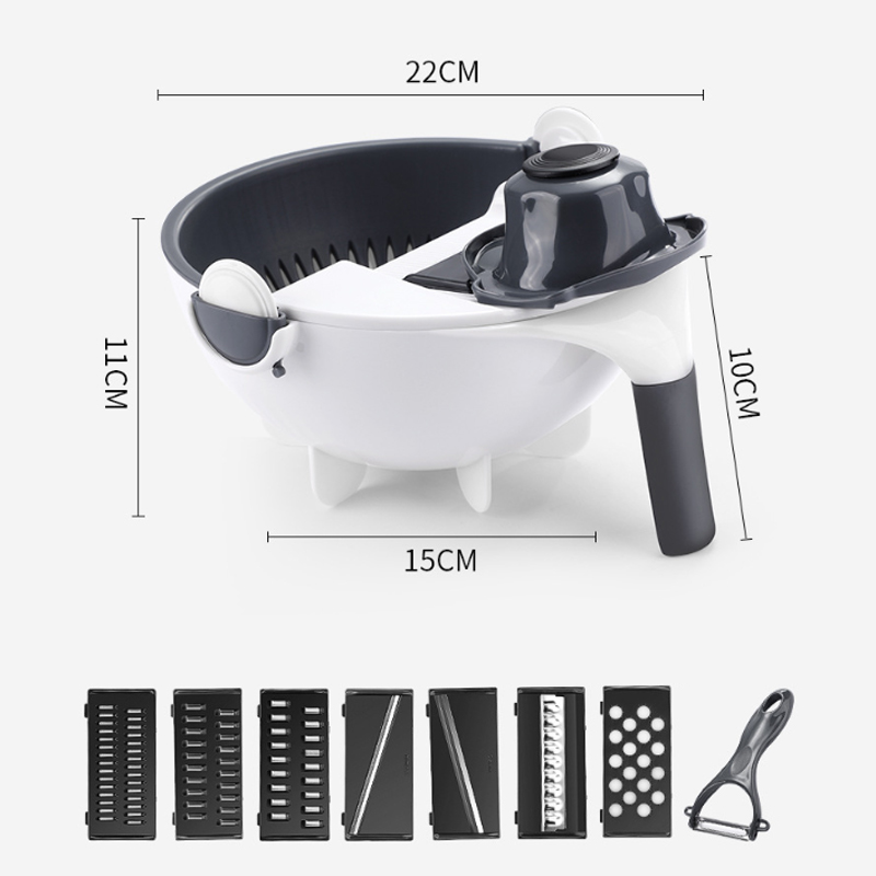 9 In 1 Mutifunction Mandoline Vegetable Cutter Potato Slicer Peeler Carrot Onion Grater With Strainer Kitchen Accessories 1pc: A