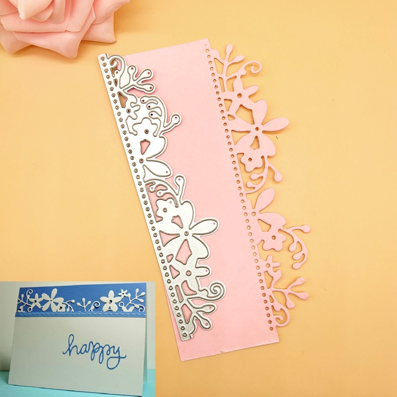 Poinsettia Flower Floral Leaves Dot Border Edge Lace Metal Cutting Dies Embossing Scrapbooking Paper Card Making DIY Decor Card
