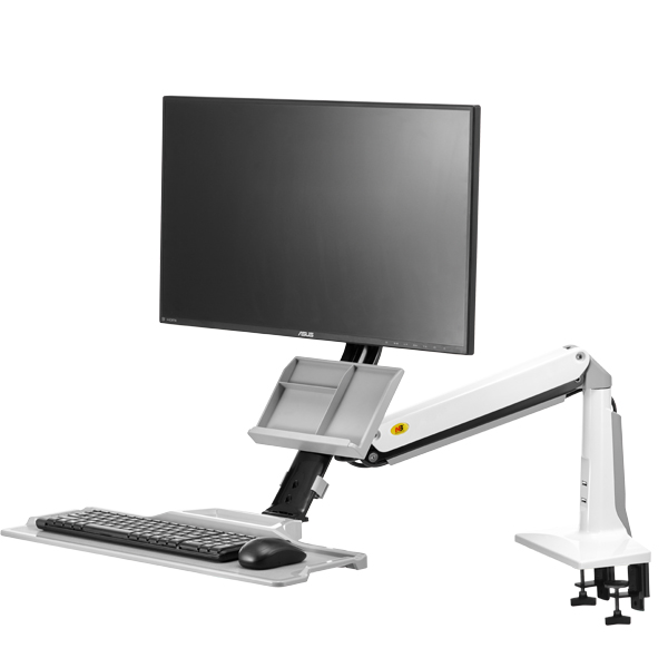 Nb FC35 190Cm Computer Sit-Stand Werk Station Desk Mount Laptop Table Stand Monitor Beugel Plank Met Toetsenbord plaat: WHITE