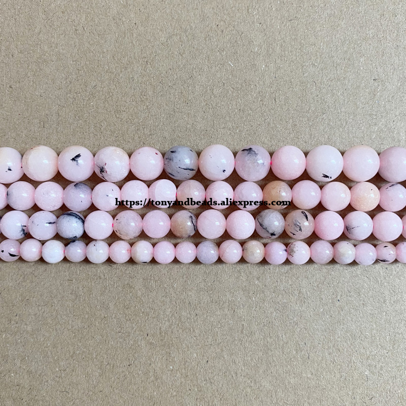 Natursten slät rosa opalfärgad jade runda lösa pärlor 15 " sträng 6 8 10 mm välj storlek för smyckestillverkning gör-det-själv