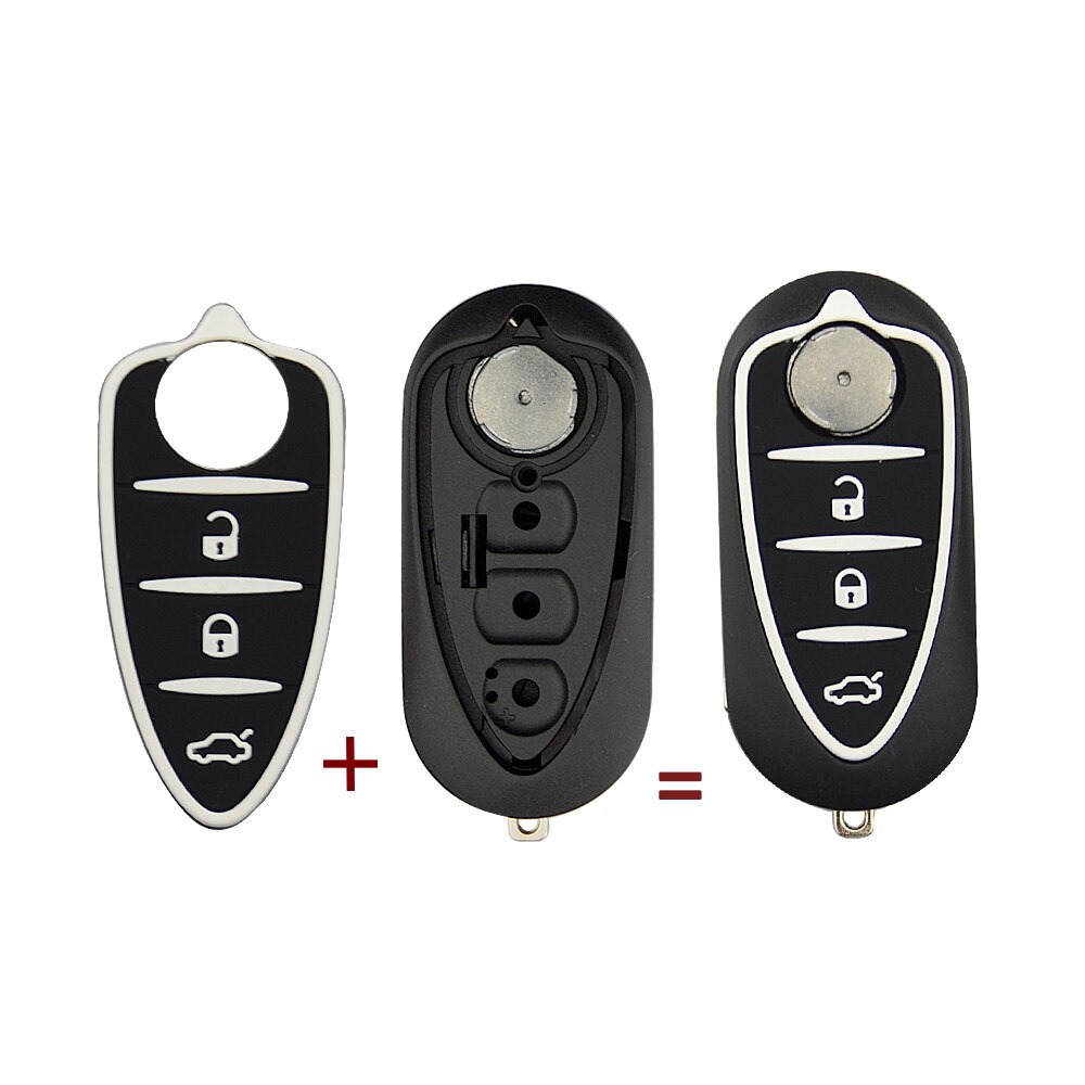 Okeytech 3 Knoppen Flip Vouwen Afstandsbediening Autosleutel Shell Voor Alfa Romeo Mito Giulietta159 Gta Vervangende Auto Sleutel Cover Ongesneden blade: Black