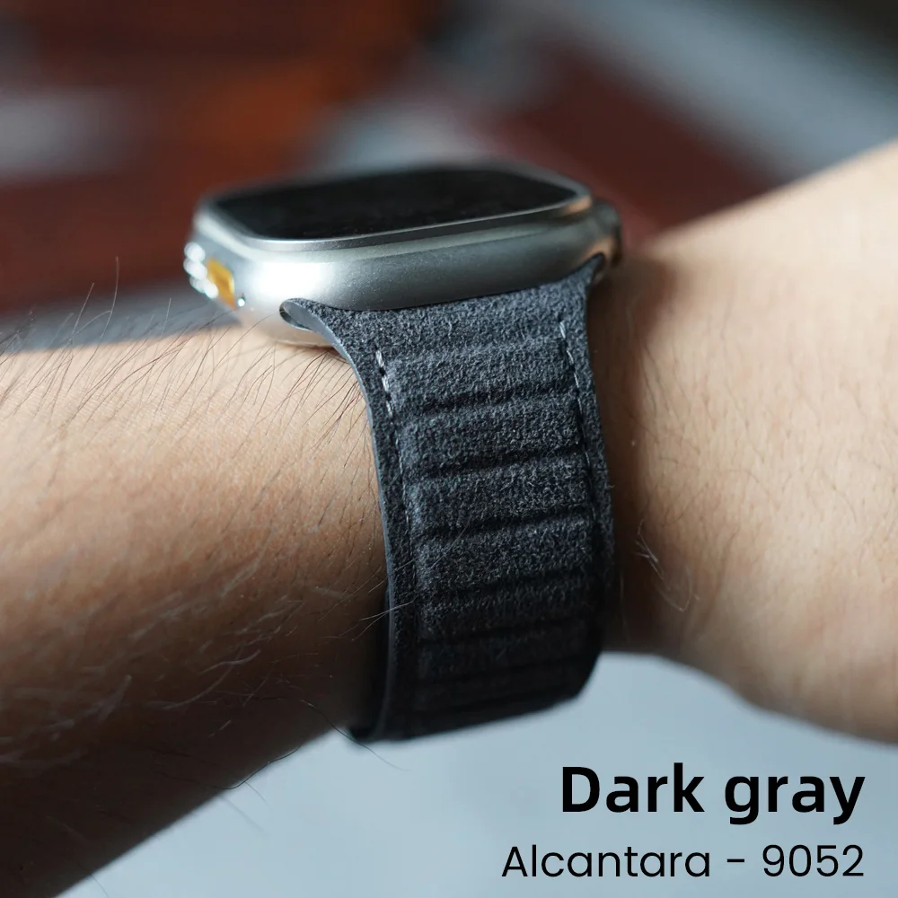 Correa magnética ALCANTARA para Apple Watch Ultra 2 Band 49mm 46mm 45mm 44mm accesorios de cuero de ante para iWatch 10 9 8 7 6 5 SE: XXL / Black Yellow