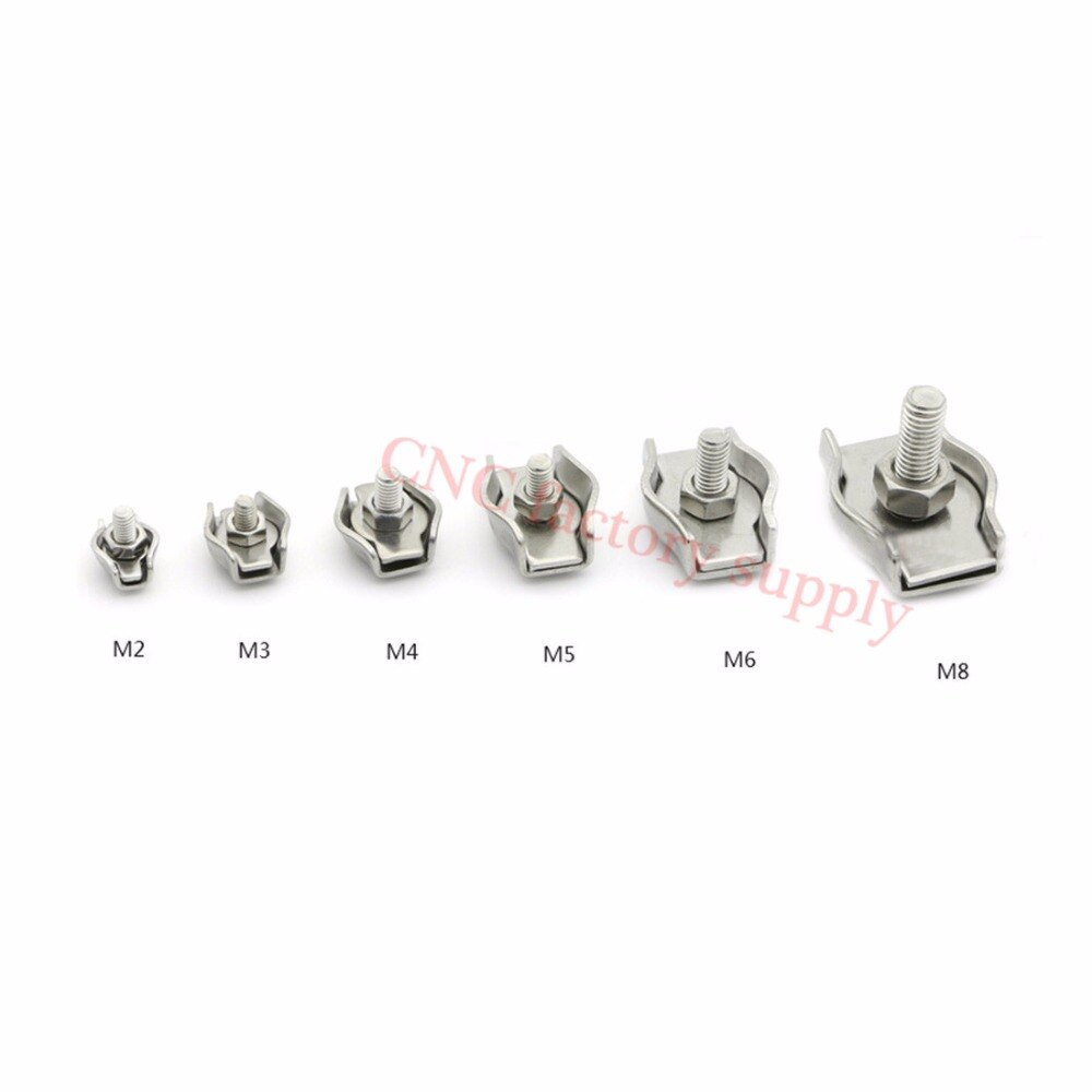 304 Stainless steel M2 M3 M4 Simplex Wire Rope Clip Cable Clamp Wirerope Rigging Clamps Fastener