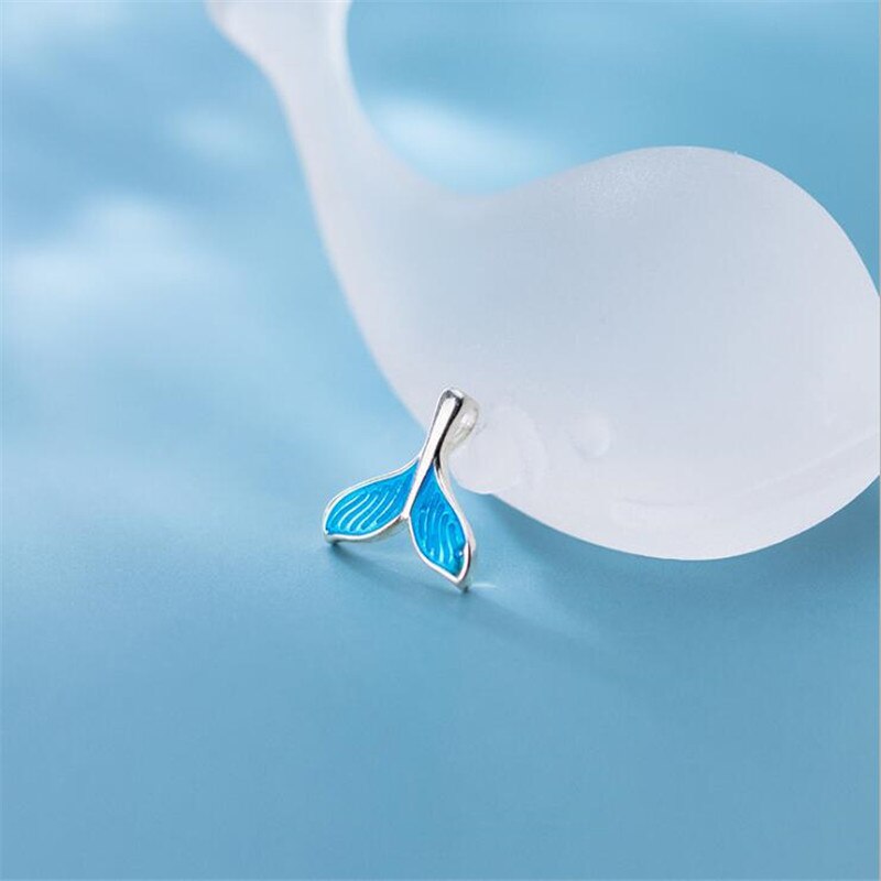 Neue Koreanische Stil Temperament Mori Meerjungfrau 925 Sterling Silber Schmuck Blau Fischschwanz Persönlichkeit Anhänger Halsketten H449
