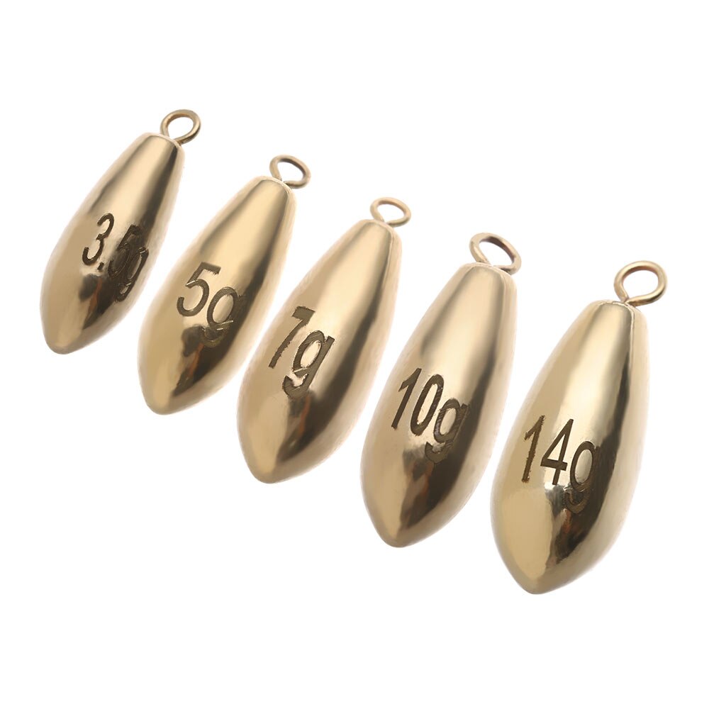 5pcs copper Tungsten Fishing Sinkers Weights Flipping Weights Bass Sinker Tackle Fishing Lead fall Fishing Accessories