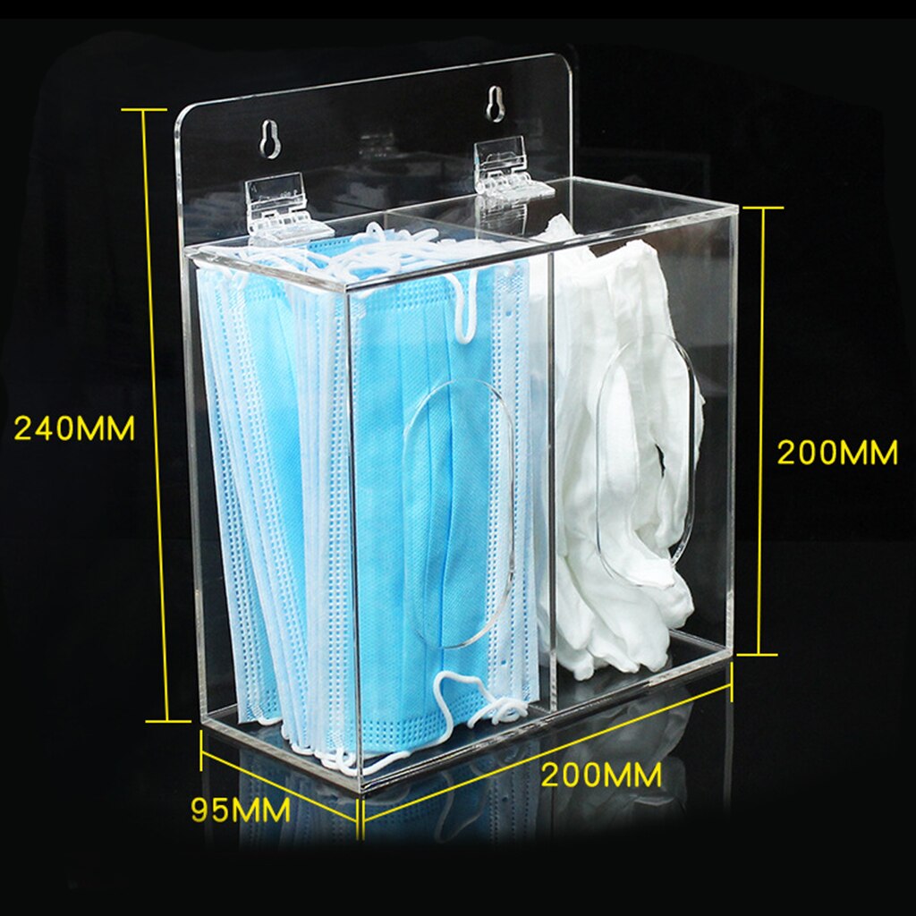 Clear Acrylic Dispenser Box for Organizing Glove, Disposable Face Cover