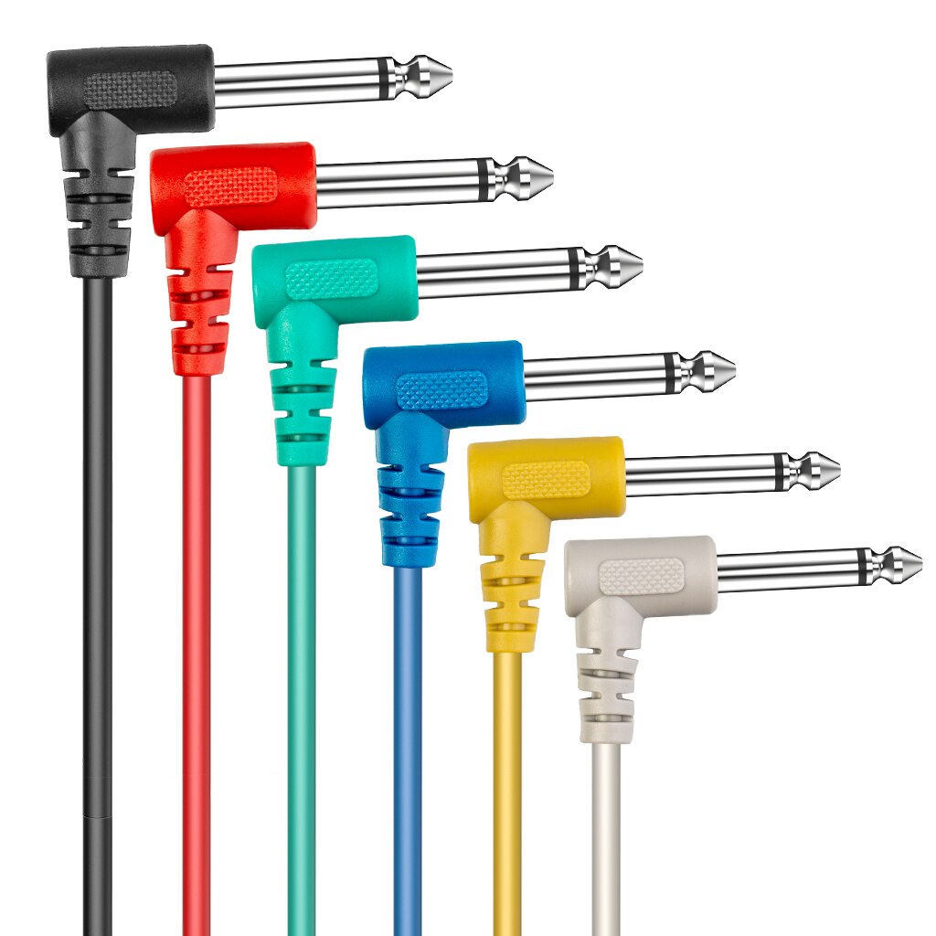 6pcs/Set Guitar Effect Pedal Cables Colorful Plastic Guitar Patch Cables Angled For Electric Guitar Effect Pedals