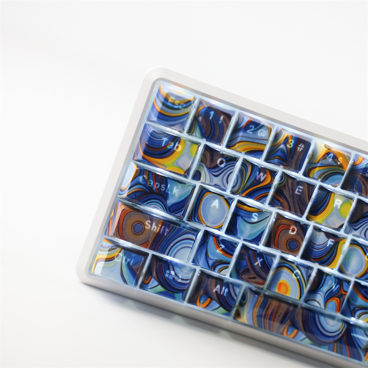 Enamel Agate Starry Sky ABS Keycaps OEM Profile UV Bright Side Water Transfer Printing For Cross MX Switches Mechanical Keyboard