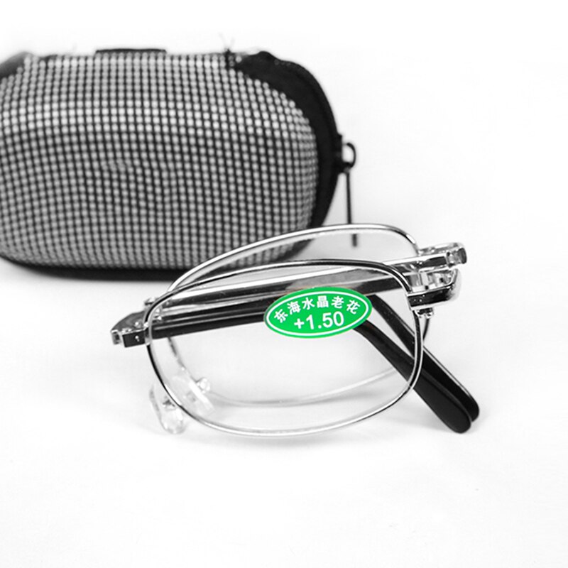 Gafas de lectura plegables para hombre y mujer, lentes de lectura portátiles con estuche, lentes de aumento para presbicia, Lentes de vidrio de: +350