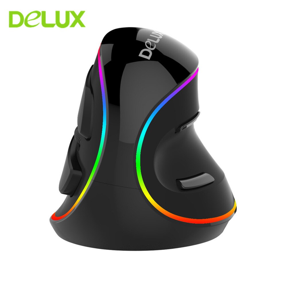 Delux M618 PLUS Ergonomics Vertical Gaming Wired Mouse 6 Buttons 4000 DPI Optical RGB Wireless Right Hand For PC Laptop: Wired RGB Mouse